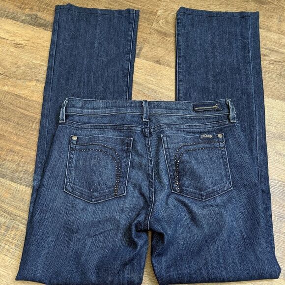 FIDELITY belladonna Flare Leg rhinestone blue jean denim - Picture 3 of 8